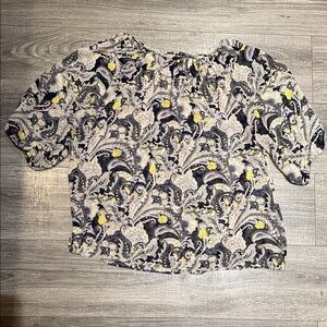 Floral Paisley Women's Top - Navy, cream, Yellow